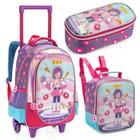 Kit Mochila Rodas Lancheira Estojo Game Pk Lilas 25L DENLEX