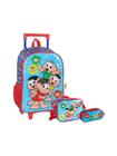 Kit Mochila Rodas Lancheira Estojo Turma Da Mônica - Azul
