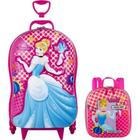 Kit Mochila Rodas Princesa Cinderela Lancheira Escolar 3D - Maxtoy