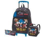 Kit Mochila Rodas Sonic Go Fast Escolar Lancheira e Estojo