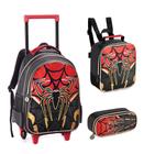 Kit Mochila Rodinha Dark Spider 2024 Com Lancheira Estojo - Denlex