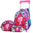 Kit Mochila Rodinha Escolar Infantil Menina 3d Alto Relevo