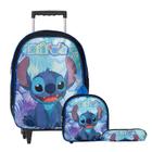 Kit Mochila Rodinha Escolar Stitch Lancheira Estojo Grande