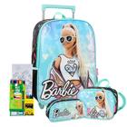 Kit Mochila Rodinha Estojo Lancheira Escolar Infantil Meninas Barbie Boneca Princesa Lançamento