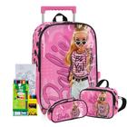 Kit Mochila Rodinha Estojo Lancheira Escolar Infantil Meninas Barbie Fashion Princesa Lançamento