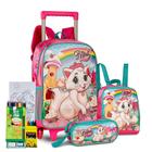 Kit Mochila Rodinha Estojo Lancheira Escolar Infantil Meninas Oficial Gatinha Nini Lançamento