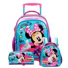 Kit Mochila Rodinha G + Lancheira e Estojo Minnie Arco-Iris Disney