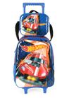 Kit Mochila Rodinha Hot Wheels + Lancheira Azul 2025 Luxcel