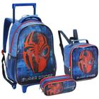 Kit Mochila Rodinha Infantil Lancheira Estojo Super Spider - Denlex