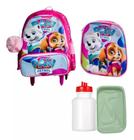 Kit Mochila Rodinha Infantil Menina Escola Vários Personagens