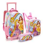 Kit Mochila Rodinha Infantil Menina Lancheira Estojo Princesas Magical - Seanite