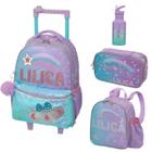 Kit Mochila Rodinha Lancheira Costas Estojo Box Garrafa Lilica Ripilica Original Make A Wish