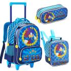 Kit Mochila Rodinha Lancheira Estojo Escolar Infantil Menino Sonic Denlex