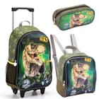 Kit Mochila Rodinha Lancheira Estojo Infantil Dinossauro