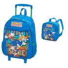 Kit Mochila Rodinha Lancheira G Sonic Squad Azul Original