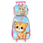 Kit Mochila Rodinha Lancheira Luxcel Up4You Pet Azul