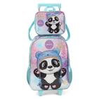 Kit mochila rodinha lancheira petit up4you panda