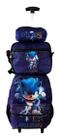 Kit Mochila Rodinha Sonic Com Estojo E Lancheira Infantil