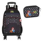 Kit Mochila Rodinhas 360 Porta Notebook Super Mario - Luxcel