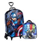 Kit Mochila Rodinhas 3D Capitão América Avengers + Lancheira Maxtoy - Marvel