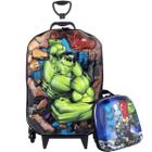 Kit Mochila Rodinhas 3D Hulk Vingadores + Lancheira Maxtoy