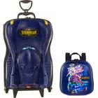 Kit Mochila Rodinhas Batwheels Lancheira Escolar 3D Meninos