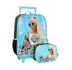 Kit Mochila Rodinhas Com Lancheira Barbie Verde/Preto Luxcel IC39102BB VD