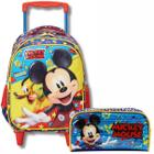 Kit Mochila Rodinhas Escolar Infantil Mickey 18l e Bolsinha