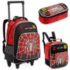 Kit Mochila Rodinhas Escolar Infantil Spider Aranha - Denlex