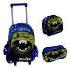 Kit Mochila Rodinhas Escolar Menino Batman Lancheira Yepp