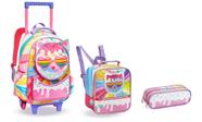 Kit Mochila Rodinhas Gatinho Meninas Infantil Escolar Grand