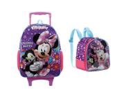 Kit Mochila Rodinhas Grande 16 + Lancheira Minnie Xeryus