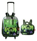 Kit Mochila Rodinhas Hulk Vingadores E Lancheira Infantil