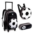 Kit Mochila Rodinhas Infantil Masculina Escolar Bola Futebol - Klizz