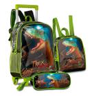 Kit Mochila Rodinhas Infantil Masculina Escolar Dinossauro - Klizz