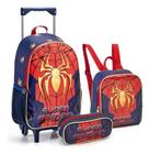 Kit Mochila Rodinhas Lancheira Estojo Spider Aranha Menino - S.A