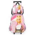 Kit Mochila Rodinhas Lancheira Luxcel Barbie Fashion Rosa