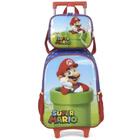 Kit Mochila Rodinhas Lancheira Luxcel Super Mario Vermelho