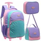 Kit Mochila Rodinhas Lancheria Estojo Box Menina Escolar Infantil Feminina Juvenil Yepp