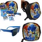 Kit Mochila Sonic Infantil Com Copo Oculos E Bola Surpresa