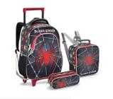 Kit Mochila Spider Aranha Rodinha Lancheira, Estojo Infantil