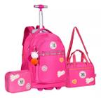 Kit Mochila Teans Infantil Ou Creche Feminina Rodinha Lancheira Estojo