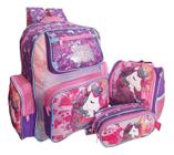 Kit Mochila Unicornio Costas Infantil Chenson Escolar Menina - Luxcel