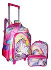 Kit Mochila Unicórnio Juvenil Escolar Meninas Rosa Infantil - Denlex