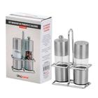 Kit Moedor De Pimenta E Saleiro Em Inox Com Suporte Unihome