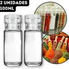 Kit Moedor Manual Pimenta Sal Groso Temperos de Vidro com Tampa - 100ml - 2 Unidades