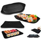 Kit Molheira Bipartida Ondulada + Travessa Prato para Sushi Melamina + Prato Travessa em Formato de Folha Bestfer