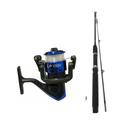 Kit Molinete De Pesca Lp1000 Azul - Albatroz com Linha + Vara Camping P/ Pescaria Acampamento