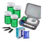 Kit Monitor De Glicemia Capilar Medidor de Glicose + 100 Tiras + 100 Lancetas