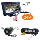 Kit Monitor Tela 4.3 Polegadas LCD Colorido 24v Câmera de Ré cabo 15 Metros